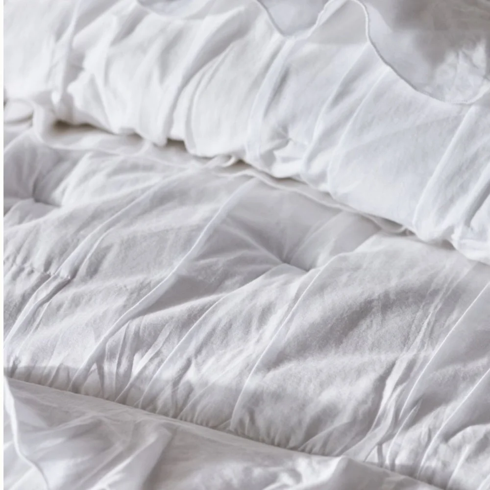 Set‎ Zaida Ruffled Voile Fresh White Quilt + Shams